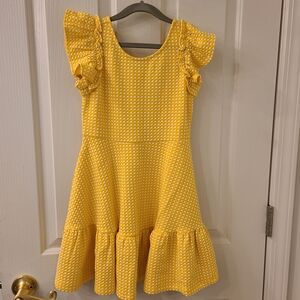 Janie and Jack Yellow Patterned Ruffle Dress